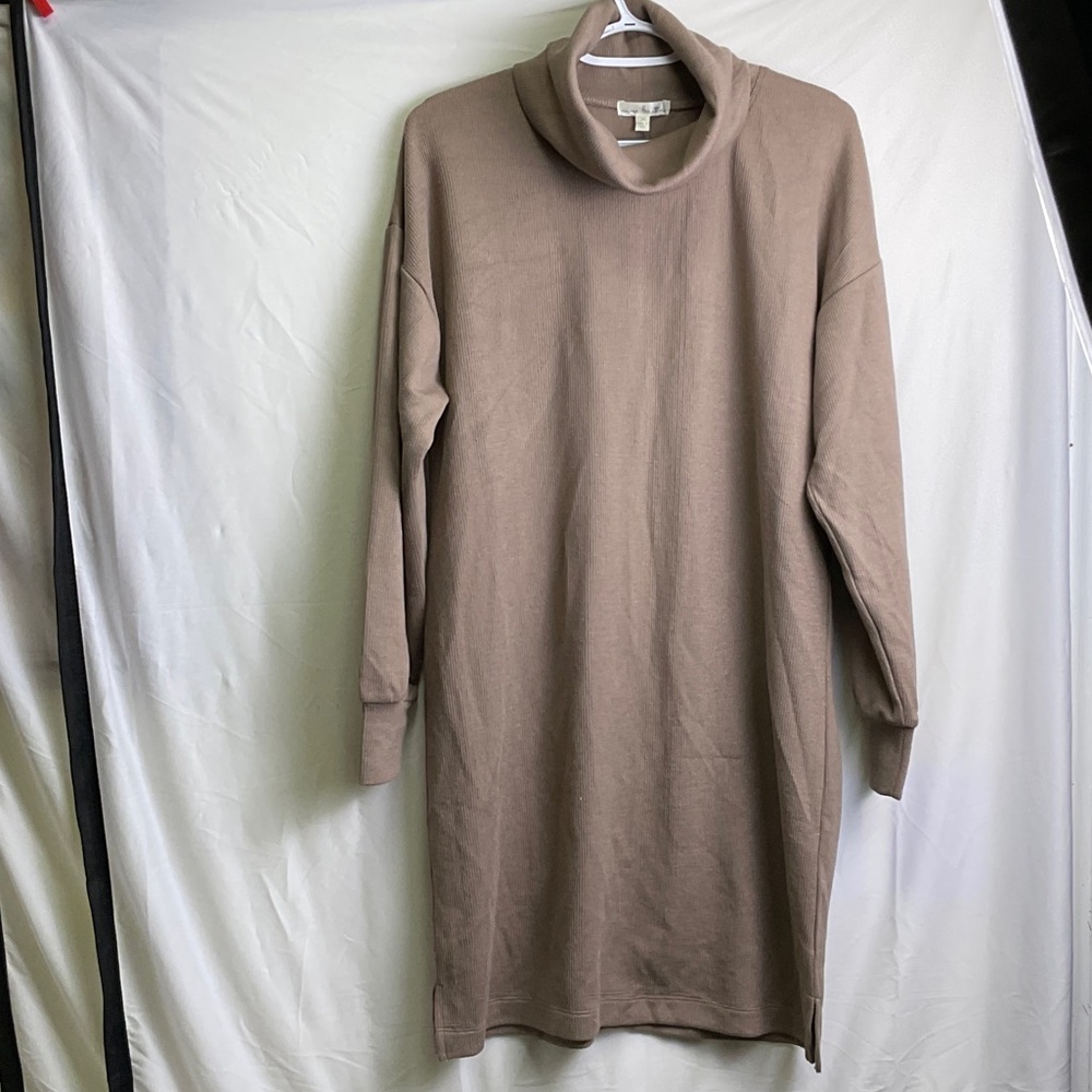 Stitch Fix Nine Britton Taupe Cowl Neck Sweater Dress